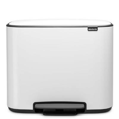 Brabantia Bo Touch Bin Blanche pieds bois