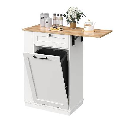 Desserte cuisine avec poubelle cachée