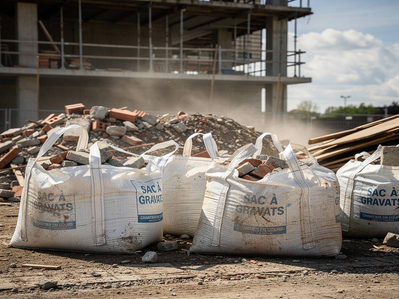 Sacs à gravats sur un chantier